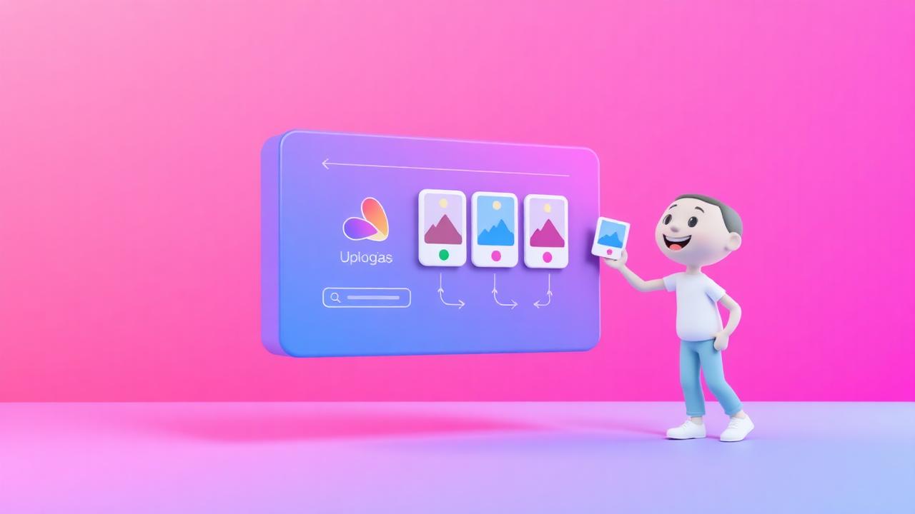 Persona subiendo logo y fotos a una interfaz amigable